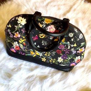 2/$15 black floral tote bag